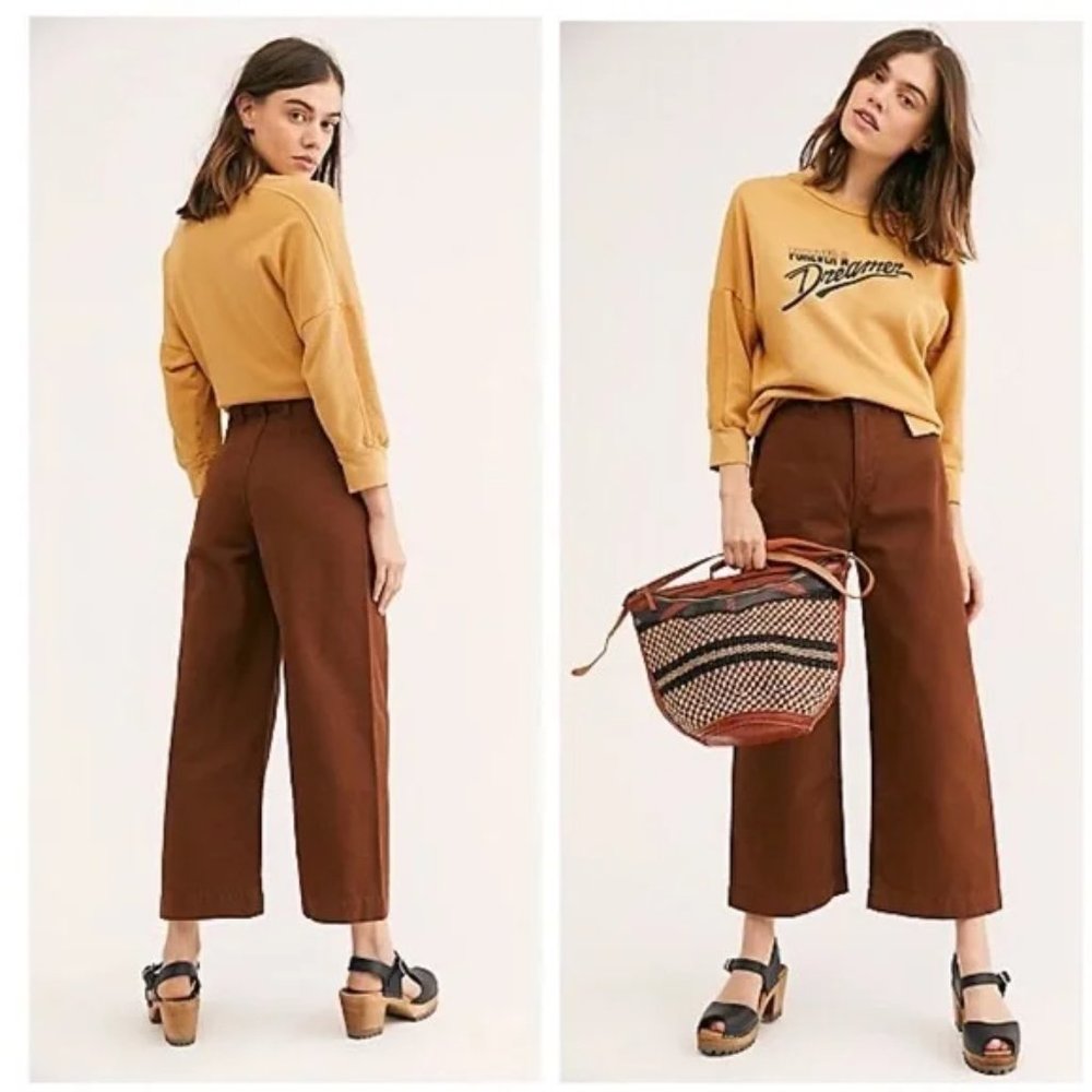 We the Free - Free People Patti cropped wide leg pants - Cocoa/Brown - Size 27